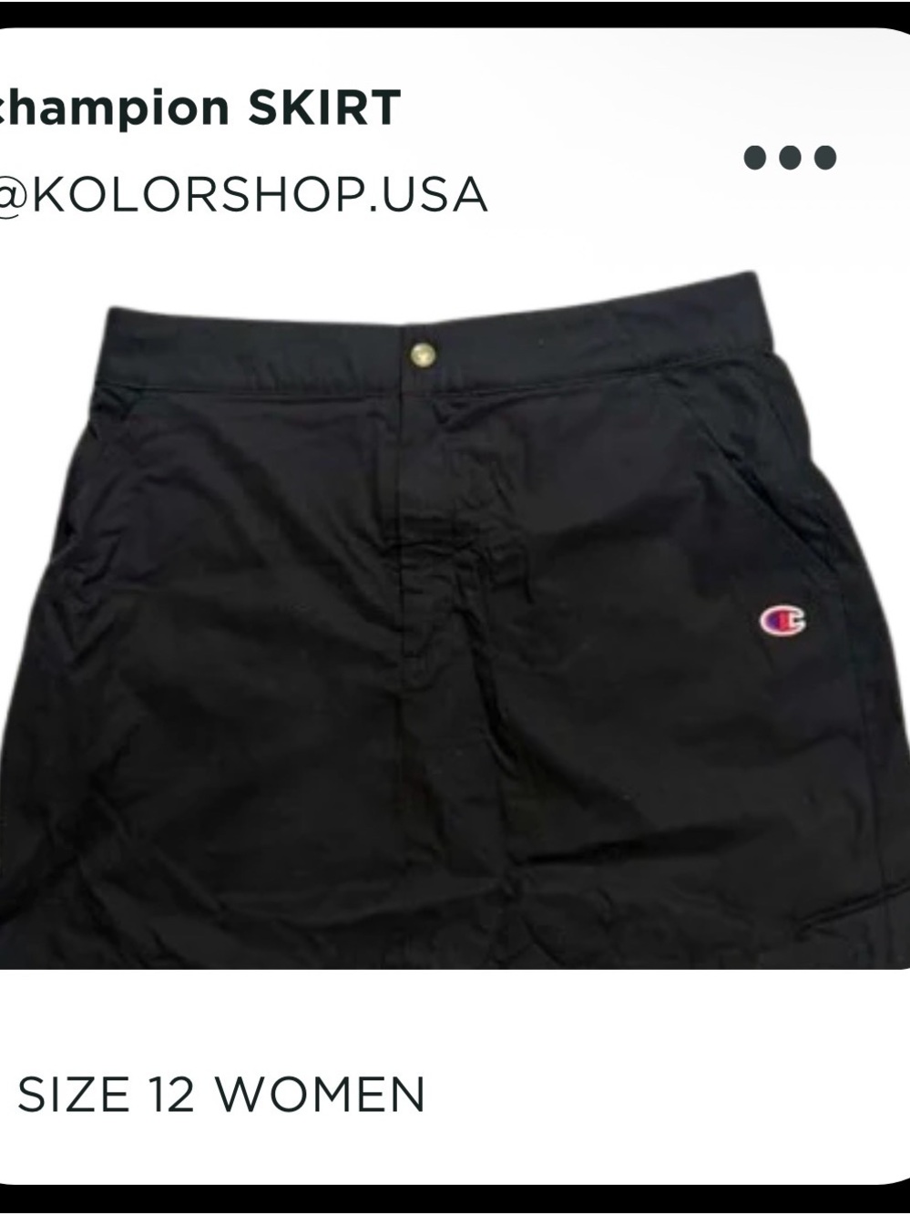 Champion Black Women's Skirt with Embroidered Logo